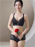莫代爾無(wú)鋼圈內衣女士小胸聚攏上托蕾絲文胸套裝收副乳調整型四排扣胸罩 黑色套裝 80A B通杯 曬單實(shí)拍圖