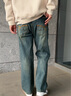 ABLE JEANS【直筒滑板褲】男裝復古百搭顯高水洗直筒牛仔褲男士 黃泥藍 33 /32 曬單實(shí)拍圖