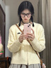 斐特瑪甜美軟糯基礎紐花針織開衫外套女短款上衣女韓版溫柔氣質毛衣女 藍色 M 適合100-120斤 曬單實拍圖