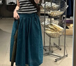 無印良品（MUJI）IDEE 女式 泡泡紗 抽褶裙 長半身裙女夏季款裙子 GAD54C4S 深藍(lán)色 M (155/68A) 曬單實(shí)拍圖