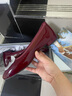 reemoor方頭單鞋子女鞋2026夏季新款蝴蝶結芭蕾粗跟鞋軟底舒適睿慕 酒紅色 37 曬單實(shí)拍圖