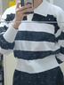 FSHEPOLO衫翻領(lǐng)條紋針織衫上衣女長(cháng)袖打底衫寬松小個(gè)子短款毛衣秋冬潮 淺杏色條紋  M [建議95斤-105斤] 曬單實(shí)拍圖