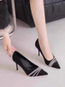 達芙妮氣質(zhì)高跟鞋2025春夏季新款法式OL一腳蹬單鞋女細跟淺口女鞋子 黑色 37 曬單實(shí)拍圖