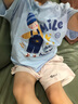 真維斯親子裝一家三四口2025新款母女t恤純棉短袖兒童夏季全家服 【親子裝】水藍（smile一家人） 170 (M)媽媽 曬單實拍圖