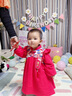 長(cháng)命富貴連衣裙嬰兒生日公主裙秋季紅色中式抓周宴冠衣一周歲禮服女寶寶 龍行龘龘-紅 加絨款 90 曬單實(shí)拍圖