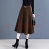 魅力棠毛呢半身裙女秋冬季2025新款高腰顯瘦a字百搭寬松中長(cháng)款大擺傘裙 咖色 XL 29(115-125斤) 曬單實(shí)拍圖