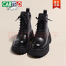 卡帝樂(lè )鱷魚(yú)（CARTELO）棕色馬丁靴女英倫風(fēng)2025新款春秋單靴厚底增高系帶側拉鏈短靴 黑色 35 曬單實(shí)拍圖