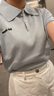范思藍恩夏季通勤短袖POLO衫針織T恤衫女2024新款通勤休閑上衣 冰藍色 S 曬單實拍圖