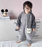 可歆寶貝兒童連體睡衣秋冬季法蘭絨加絨加厚寶寶睡袋男童冬裝珊瑚絨家居服 灰色（雙層）室溫0-10度 100 碼建議2-3歲（身高95左右） 曬單實(shí)拍圖