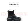 COZY STEPS可至女士秋冬商務(wù)休閑牛皮厚底增高切爾西短靴單皮靴 曜石黑 39 曬單實(shí)拍圖
