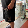 離境天300斤可穿胖子大碼休閑褲子男特大碼籃球短褲男夏季潮牌寬松褲子 黑色 [升級(jí)版] 4XL 250-300斤 曬單實(shí)拍圖