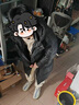 太平鳥男裝【暗紋印花】過膝長款羽絨服冬季連帽防寒服 黑色 第一批 2XL 曬單實拍圖
