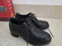 技茗2025春秋季軟底粗跟系帶工作鞋黑色中跟女鞋皮鞋深口鞋上班鞋單鞋 171-2黑色（絨里） 37 標準碼 曬單實(shí)拍圖
