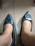 大東女士平底鞋女軟底2025年春秋新款四季豆豆鞋百搭方扣尖頭單鞋舒適 藍色 38 曬單實(shí)拍圖