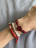 普陀山朱砂紅繩平安扣女手繩男手工編織手鏈情侶款轉運平安福牌腳鏈 朱砂手繩-平安紅 曬單實(shí)拍圖