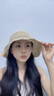 槿城夏季鏤空防曬遮陽(yáng)帽透氣不悶熱彩色度假風(fēng)寬檐編織草帽女A3412 米色 均碼 曬單實(shí)拍圖