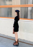 太平鳥(niǎo)女裝連衣裙收腰撞色針織裙小香風(fēng)法式短款長(cháng)袖V領(lǐng) 黑色 M 曬單實(shí)拍圖