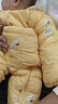 紅唇珊嬰幼兒連體羽絨棉服加厚加絨新生兒爬爬服連帽卡通保暖哈衣爬行服 黃色 80碼 建議4-9個月15-19斤 曬單實拍圖