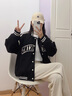 乖米豆2024春秋新款棒球服外套女男友風(fēng)情侶款小眾字母寬松大碼學(xué)生上衣 女款黑色外套 M 95-115斤 曬單實(shí)拍圖