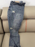 潮與共褲子男寬松秋季破洞補丁牛仔褲男錐形復古高街美式大碼高端哈倫褲 藍色 32 曬單實(shí)拍圖