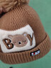 迪士尼（Disney）秋冬新年兒童帽子男孩小熊毛線(xiàn)帽女童針織加棉保暖寶寶帽子圍巾兩 BY卡通閉眼小熊-咖色-帽子+圍巾 參考2-10歲帽圍49-54cm均碼 曬單實(shí)拍圖
