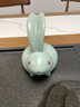 寧不凡 陶瓷汝窯可開(kāi)片茶寵兔茶玩擺件(寬約10cm高約11cm) 天青兔 曬單實(shí)拍圖