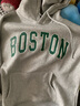 BM衛衣女2026年BOSTON加絨套頭連帽衫秋美式復古百搭oversize衛衣 灰色綠字母【加絨】 均碼 曬單實(shí)拍圖