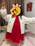 戴維貝拉（DAVE＆BELLA）女童連衣裙中國風(fēng)兒童網(wǎng)紗裙秋冬新年童裙寶寶裙子中大童公主裙 中國紅【現貨】 130 cm（建議身高120-130cm） 曬單實(shí)拍圖