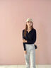 MJ STYLE小V領(lǐng)緊身長(zhǎng)袖T恤女2025年春秋季新款辣妹內(nèi)搭修身顯瘦百搭上衣 曬單實(shí)拍圖