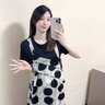 苒琦媽咪孕婦夏裝連衣裙2025新款夏季洋氣波點假兩件雪紡夏天中長款裙子 圖片色 XL 曬單實拍圖