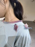 朵朵·可可100棉 彈力針織 柔軟透氣綿絨布 秋季套裝 淺藍 M (160) 曬單實(shí)拍圖