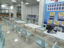 溢彩家具學(xué)校食堂餐桌椅組合職工餐廳四人位巖板餐桌椅員工飯?zhí)眠B體餐桌椅 120*60cm淡青色椅面 曬單實(shí)拍圖