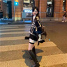 Charm Kendo圍巾女秋冬新款高檔外搭披肩格子斗篷披風(fēng)新年生日禮物送女生 黑白格子 曬單實(shí)拍圖