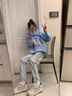 俞兆林（YUZHAOLIN）束腳休閑褲女2025春秋冬新款女裝加絨加厚保暖時(shí)尚顯瘦哈倫褲子 灰色 加厚長(zhǎng)褲 加絨 M 80-100斤 曬單實(shí)拍圖