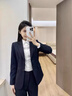 源菲埡正裝女套裝2025新款大學(xué)生面試黑色西裝外套新款小個(gè)子職業(yè)工作服 藏青色西裝 L 曬單實(shí)拍圖