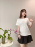 lagogo純棉印花簡(jiǎn)約正肩白色T恤女拉谷谷2025春新款甜美短袖上衣 本白色 M 曬單實(shí)拍圖
