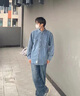 真維斯（Jeanswest）牛仔襯衫男士長袖春秋季款男生日系復(fù)古寬松工裝襯衣男款休閑外套 深藍(lán) 均碼 XL 曬單實拍圖