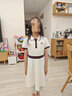 IVY HOUSE常春藤兒童裝女童2024年夏季新款  百搭透氣學(xué)院風(fēng)短袖POLO連衣裙 米白色 130 cm 曬單實(shí)拍圖