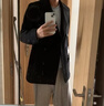 BOSS男士修身雙排扣毛呢羊毛混紡大衣 001-黑色 L (50) 曬單實(shí)拍圖
