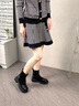 紅蜻蜓女靴彈力靴瘦瘦靴冬季新款厚底短靴顯瘦小個子短筒靴中筒襪靴 黑色 36 (230mm) 曬單實拍圖