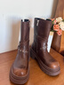 他她（TATA）復古加絨時(shí)裝短靴馬丁靴機車(chē)西部靴女鞋靴春季CDM01DS4 啡色（單里） 37 曬單實(shí)拍圖