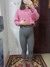 德絨打底褲雙面磨砂秋褲舒適保暖棉褲女可外穿高腰九分褲加絨棉褲 深灰色-(德絨經(jīng)典款)高腰繡字 L中碼【適合105-130斤】 曬單實(shí)拍圖