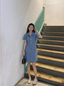 AEMAPE新款牛仔連衣裙女2025夏季短袖時(shí)尚女裝高腰顯瘦透氣小個(gè)子裙子女 牛仔藍(lán)色 L   建議105-115斤 曬單實(shí)拍圖