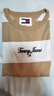 TOMMY JEANS【撞色條紋】夏季男純棉平紋針織休閑拼色刺繡短袖T恤18655 卡其白條紋AB0 L 曬單實(shí)拍圖