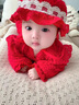 G.DUCKKIDS小黃鴨嬰兒連體衣女寶春秋裝中國風(fēng)旗袍滿(mǎn)月百天周歲外出哈衣加絨 紅色加絨款蕾絲哈衣+送帽子 59cm 曬單實(shí)拍圖
