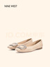 NINE WEST/玖熙復古法式方口鉆扣平跟女單鞋 NH465006SK 杏色37 曬單實(shí)拍圖