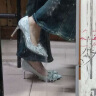 Lily Wei怦然心动法式高跟鞋仙女水晶婚鞋细跟尖头新娘蝴蝶结 银色【跟高8厘米】 37 实拍图