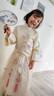布戀貓秋季漢服女童秋季兒童古裝中國風(fēng)旗袍兩件套3-12歲小女孩襦裙仙女 香檳蠶絲緞兩件套 120 cm 曬單實(shí)拍圖