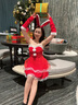 她戲圣誕服裝女圣誕節禮服萬(wàn)圣節COS兔女郎性感抹胸純欲連衣裙 五件套 M 曬單實(shí)拍圖