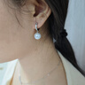 meluxe美奈 18K金澳白珍珠耳飾海水珍珠耳環(huán)圓形珍珠耳釘生日禮物送老婆 【9-10mm】幾乎無暇 曬單實拍圖